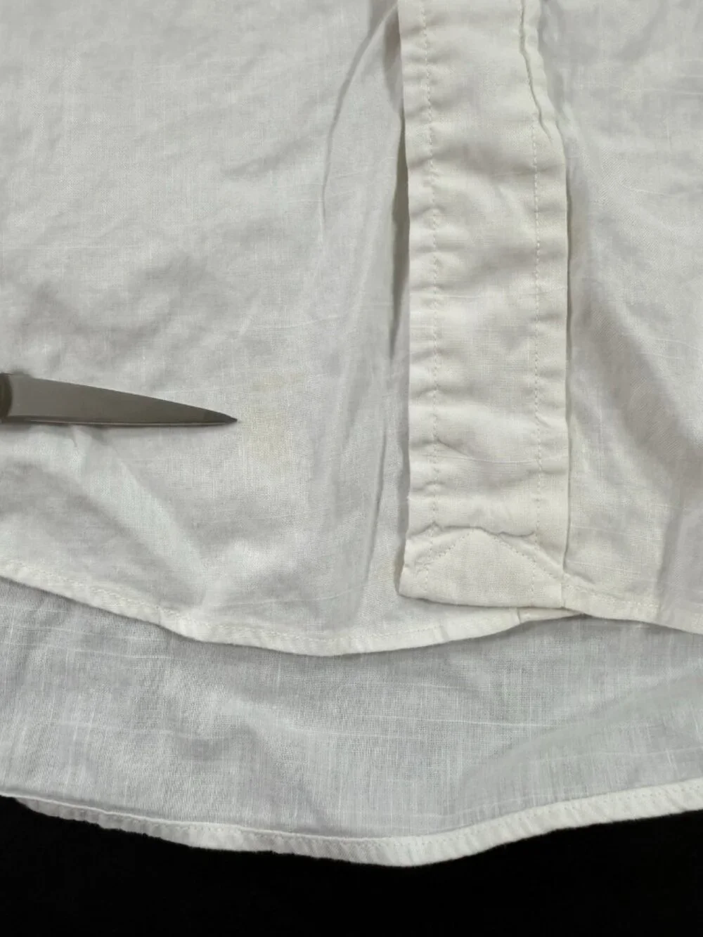 Vtg Polo Ralph Lauren Mens Shirt Size Medium Roll Tab Sleeve Linen Blend White